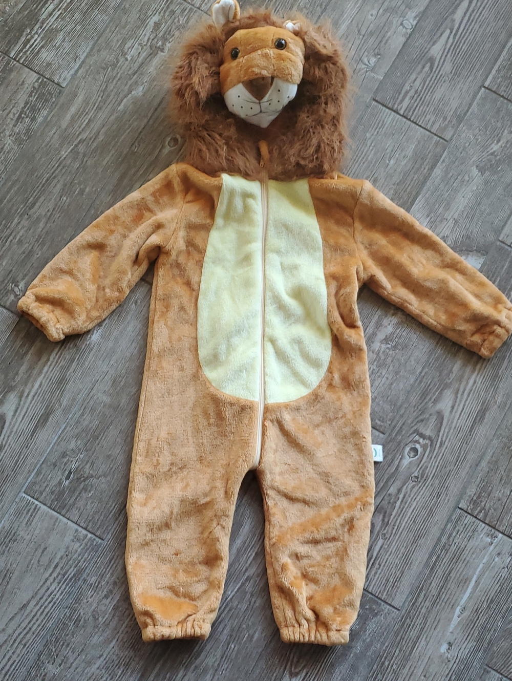 Lion Hooded Fleece Kids Costume, One-Piece Romper - Brown & Cream, Size 5T